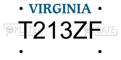 T213ZF Virginia License Plate