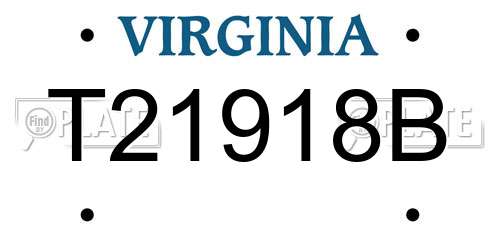 T21918B Virginia License Plate