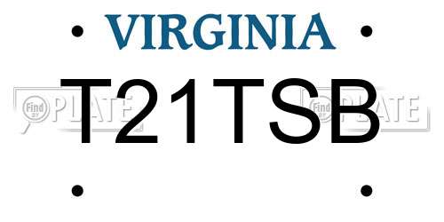 T21TSB Virginia License Plate