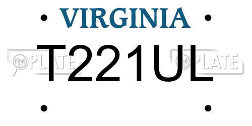 T221UL Virginia License Plate