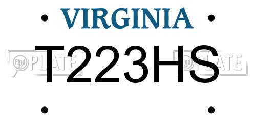 T223HS Virginia License Plate