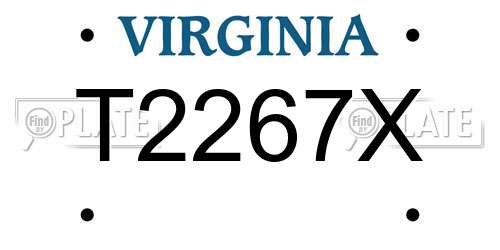 T2267X Virginia License Plate