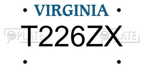 T226ZX Virginia License Plate