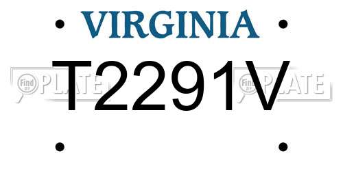 T2291V Virginia License Plate