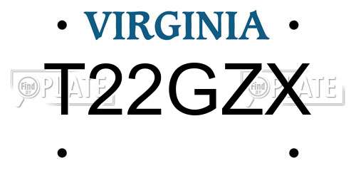 T22GZX Virginia License Plate