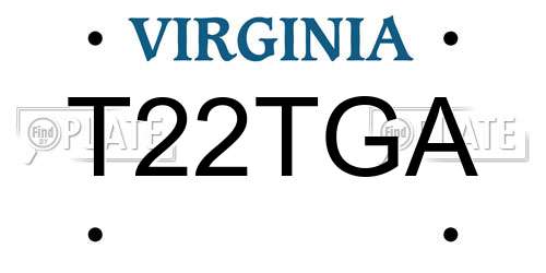 T22TGA Virginia License Plate