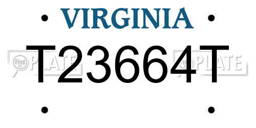 T23664T Virginia License Plate