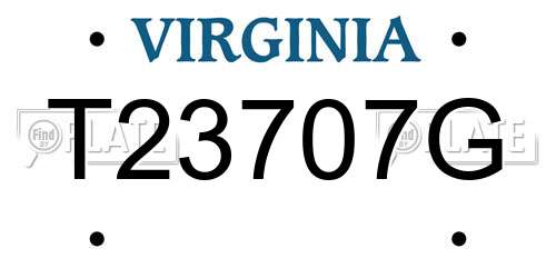 T23707G Virginia License Plate
