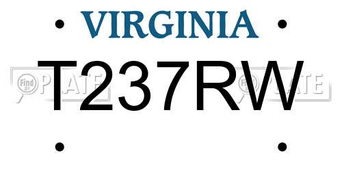 T237RW Virginia License Plate