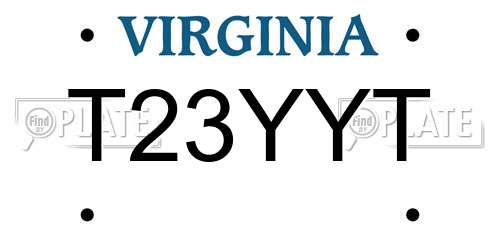 T23YYT Virginia License Plate