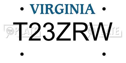 T23ZRW Virginia License Plate