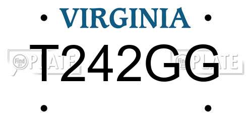 T242GG Virginia License Plate