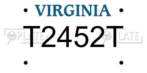 T2452T Virginia License Plate