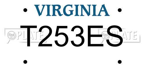 T253ES Virginia License Plate