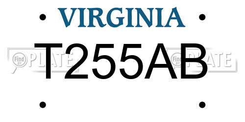 T255AB Virginia License Plate