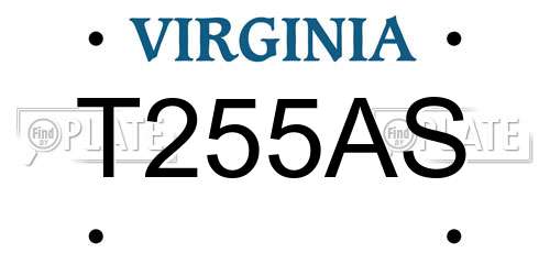 T255AS Virginia License Plate