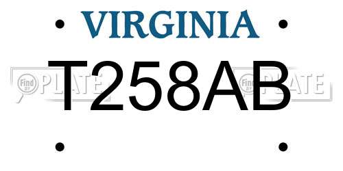 T258AB Virginia License Plate