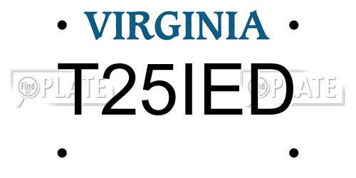 T25IED Virginia License Plate