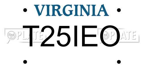 T25IEO Virginia License Plate