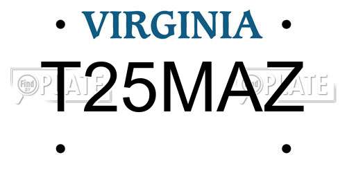 T25MAZ Virginia License Plate
