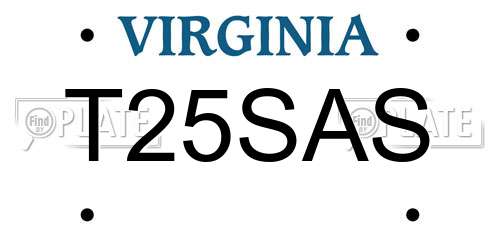 T25SAS Virginia License Plate