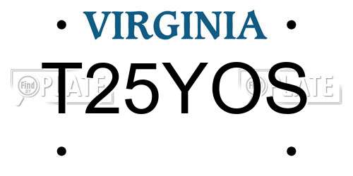 T25YOS Virginia License Plate