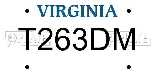 T263DM Virginia License Plate