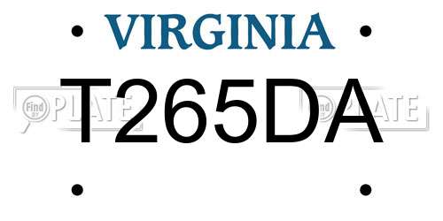 T265DA Virginia License Plate