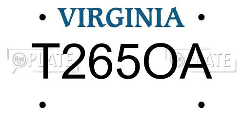 T265OA Virginia License Plate