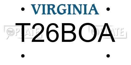 T26BOA Virginia License Plate