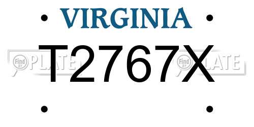 T2767X Virginia License Plate