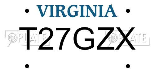 T27GZX Virginia License Plate