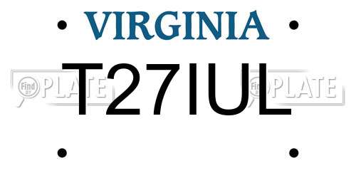T27IUL Virginia License Plate