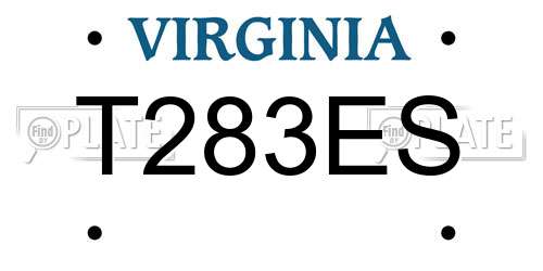 T283ES Virginia License Plate