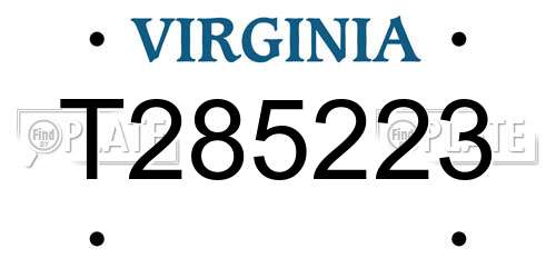 T285223 Virginia License Plate