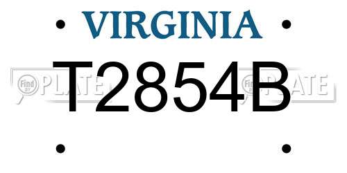 T2854B Virginia License Plate