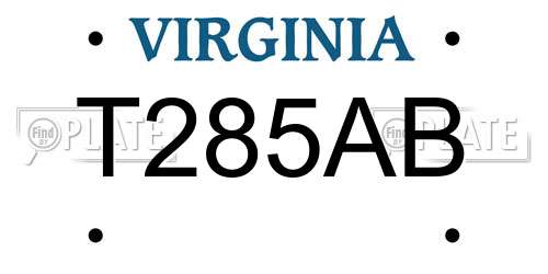 T285AB Virginia License Plate