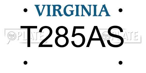 T285AS Virginia License Plate