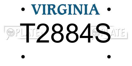 T2884S Virginia License Plate