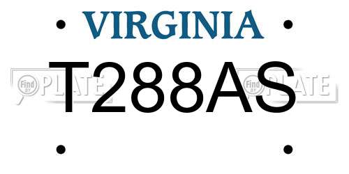 T288AS Virginia License Plate