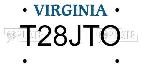 T28JTO Virginia License Plate