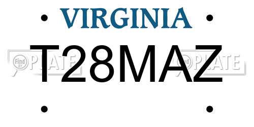 T28MAZ Virginia License Plate