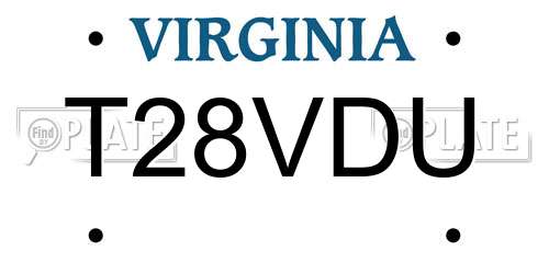 T28VDU Virginia License Plate