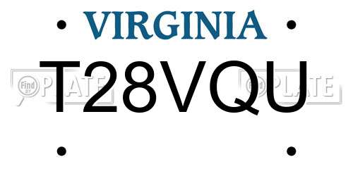 T28VQU Virginia License Plate