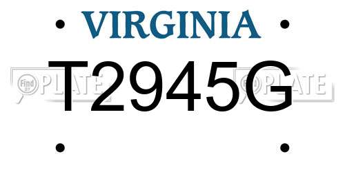 T2945G Virginia License Plate