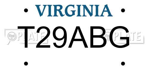 T29ABG Virginia License Plate