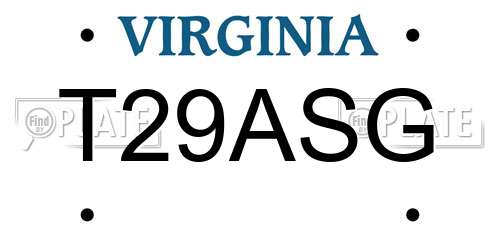 T29ASG Virginia License Plate