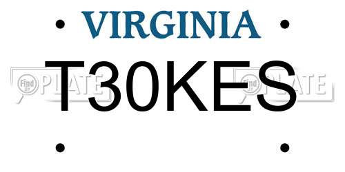 T30KES Virginia License Plate