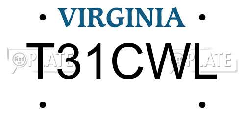 T31CWL Virginia License Plate