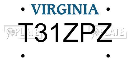 T31ZPZ Virginia License Plate